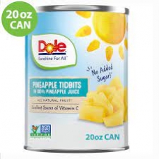 Dole Pineapple Tidbits in 100% Pineapple Juice 20oz