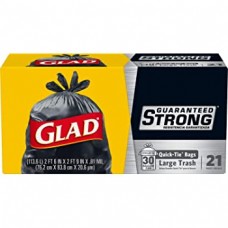 Glad Large Quick Tie Trash Bag 21 Bags 30 Gallons